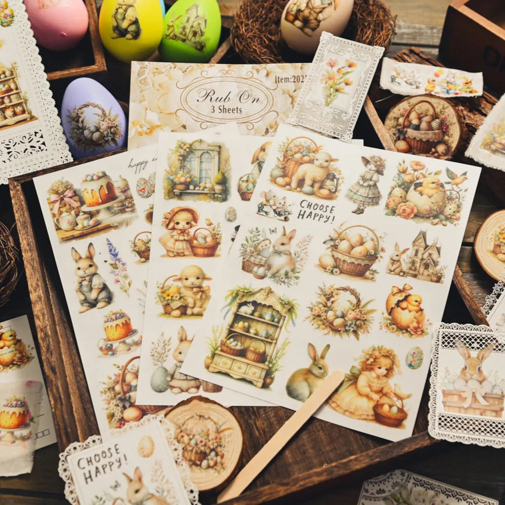 Vintage Easter Rub-On Stickers