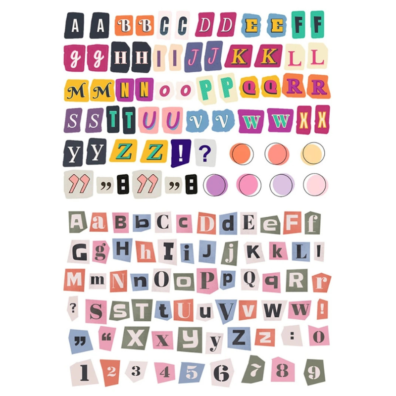 Alphabet & Numbers Collage Sticker Pack
