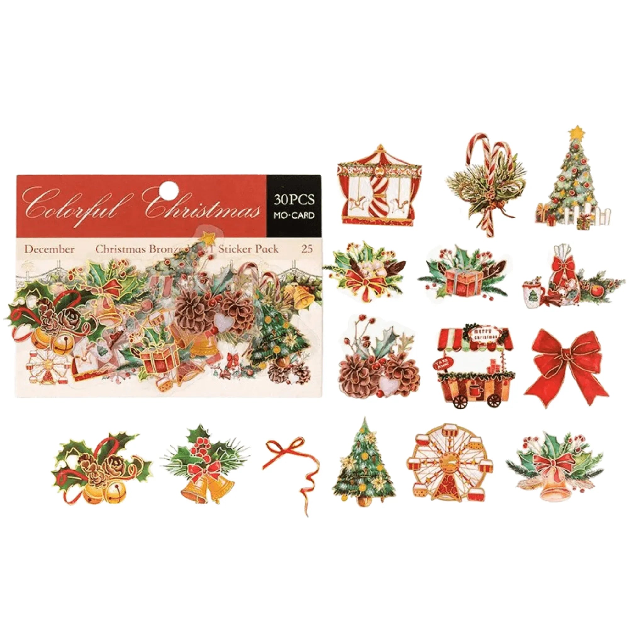 30 Pcs PET Christmas Stickers for Journaling & Scrapbooking - PaperWrld