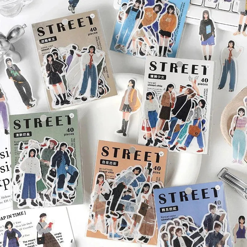 Street Style Girls Sticker Set - 40 Fashionable Pieces for Journaling & Scrapbooking - PaperWrld