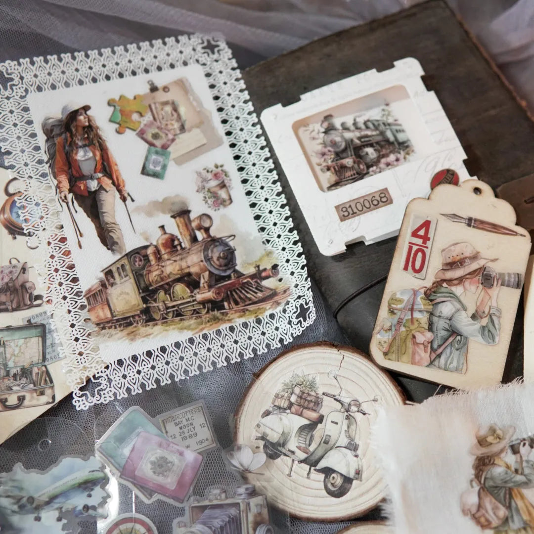 Vintage Travel Adventure Rub-On Stickers