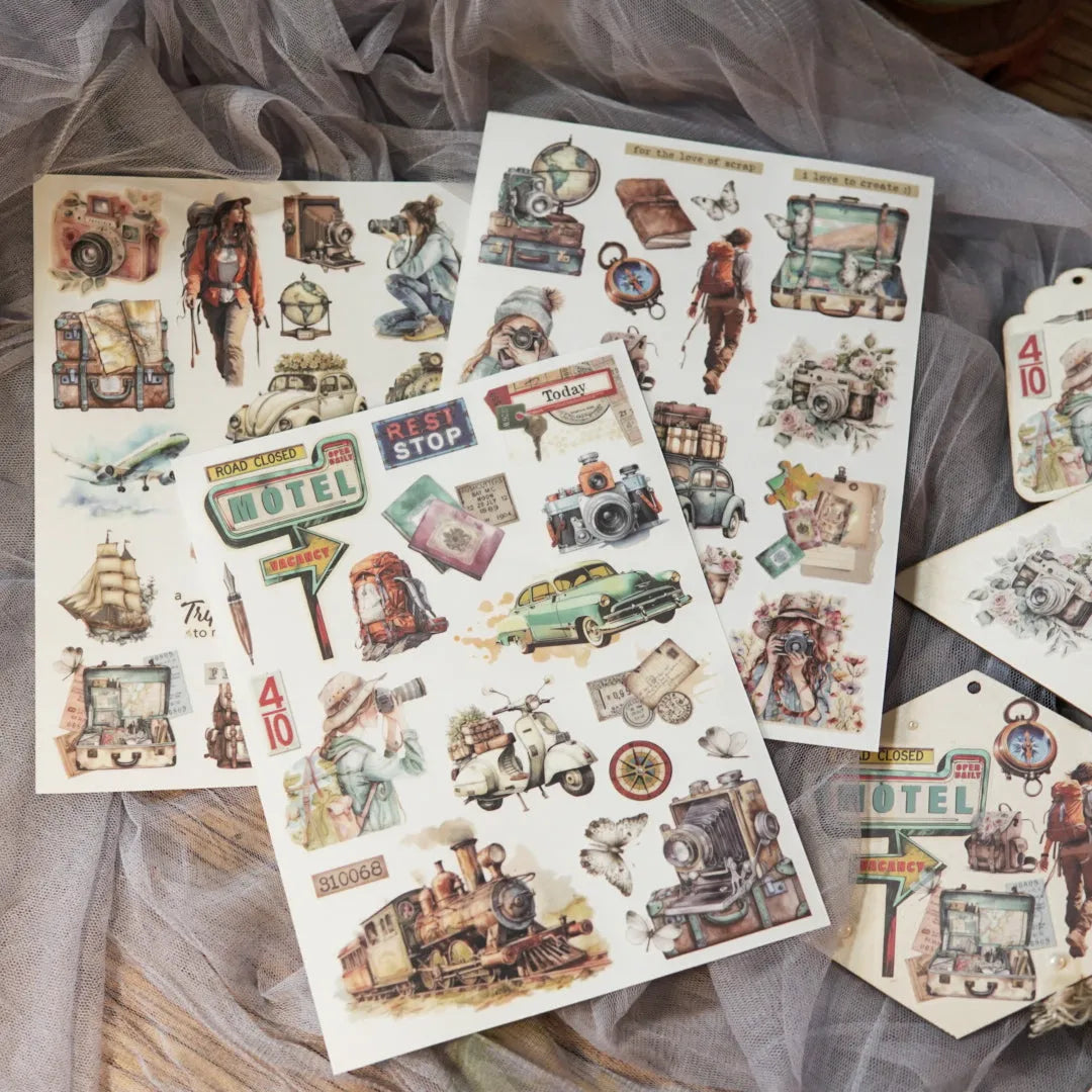 Vintage Travel Adventure Rub-On Stickers