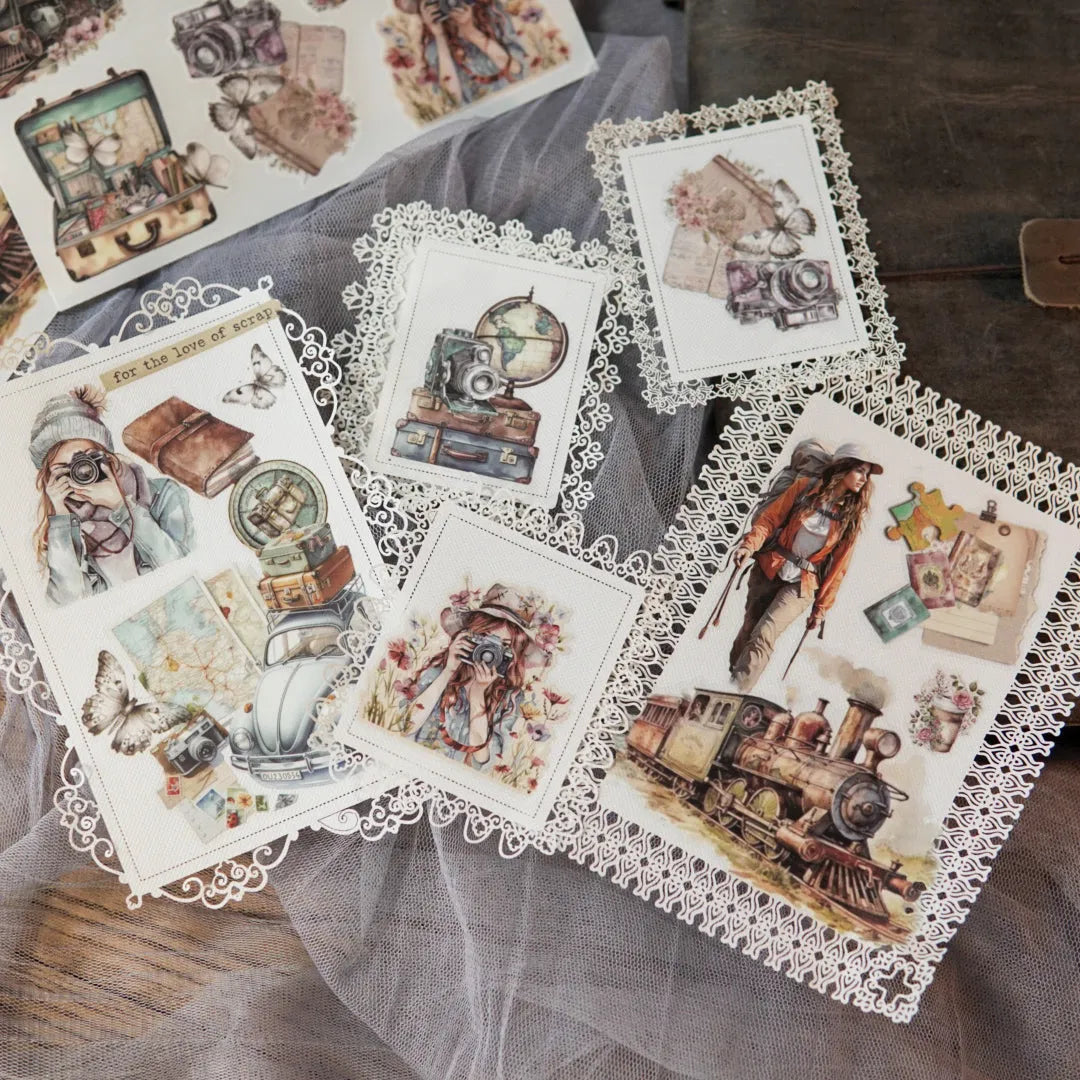 Vintage Travel Adventure Rub-On Stickers