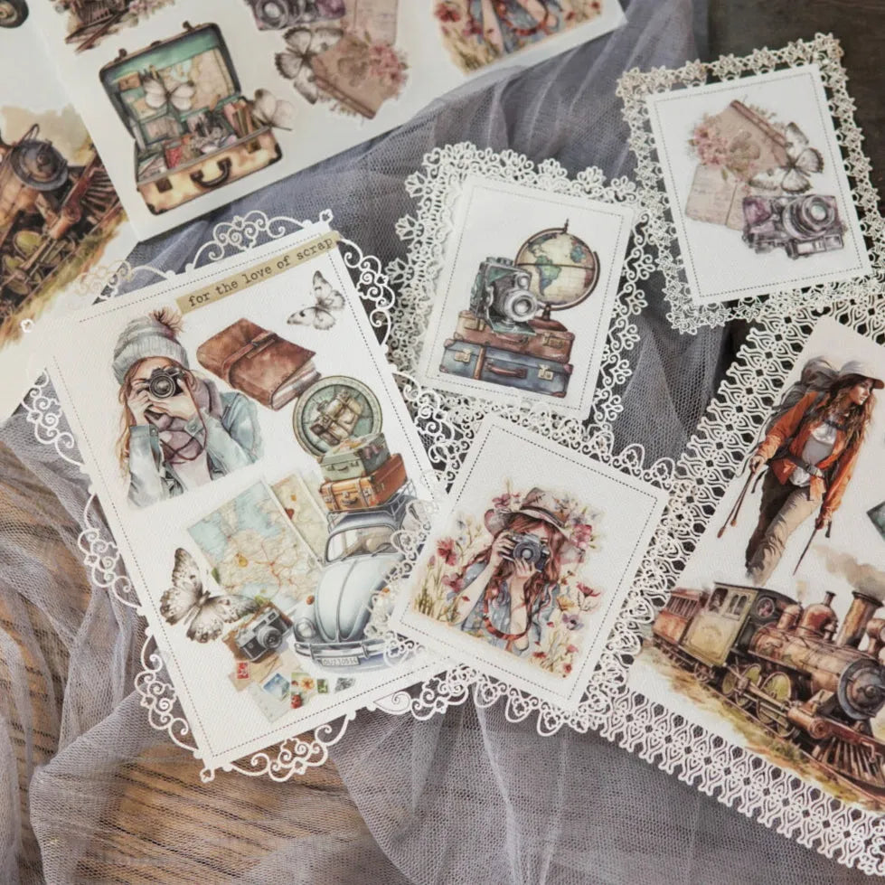 Vintage Travel Adventure Rub-On Stickers