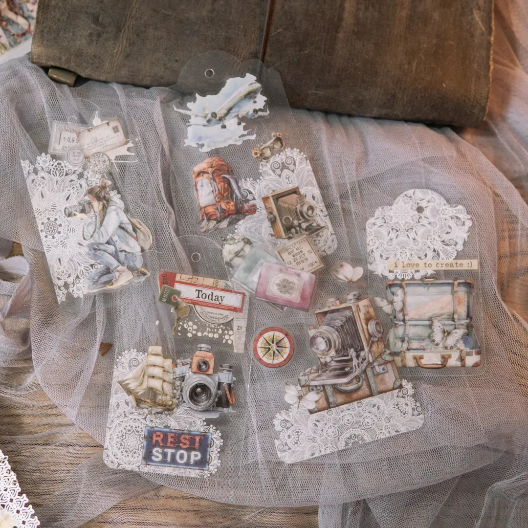 Vintage Travel Adventure Rub-On Stickers