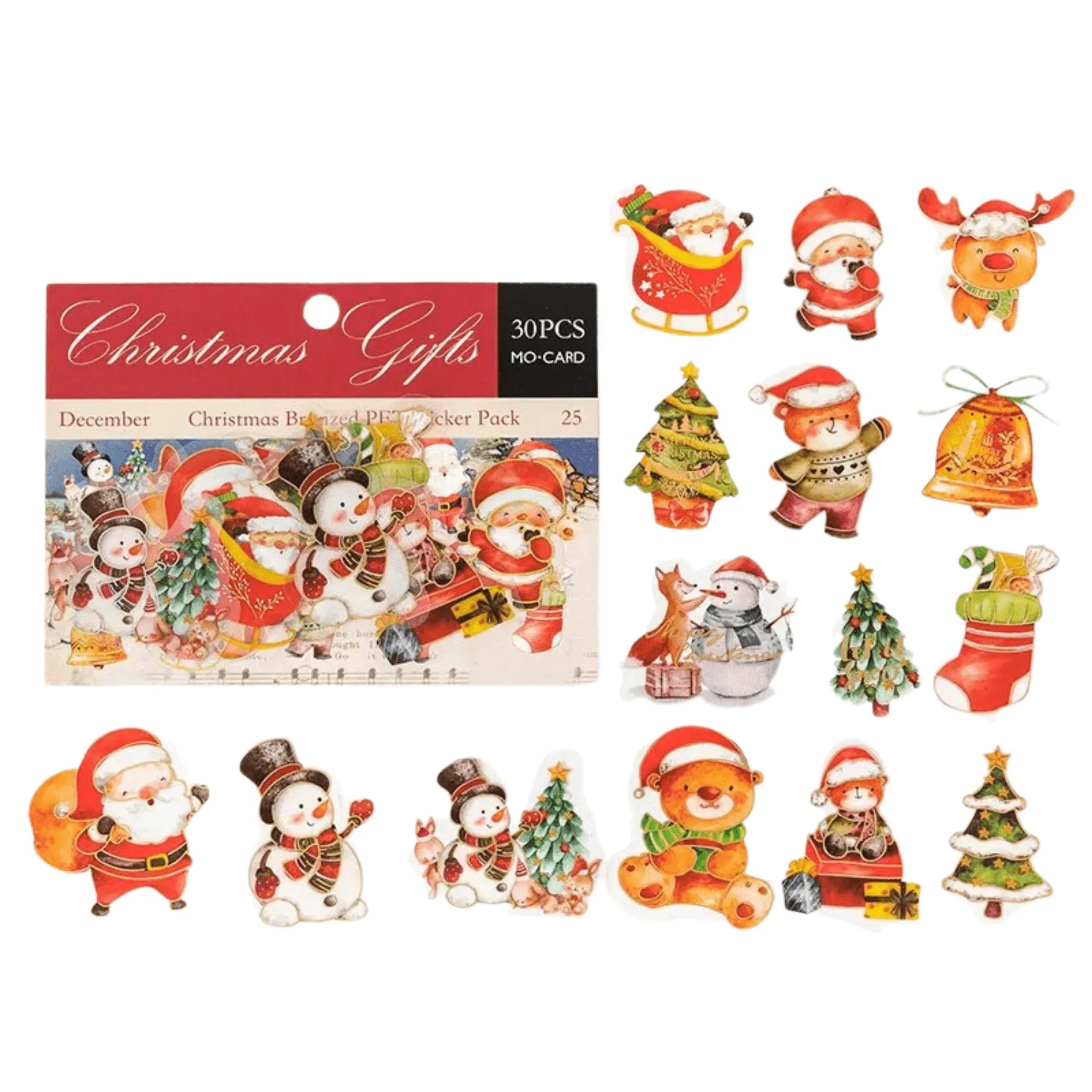 30 Pcs PET Christmas Stickers for Journaling & Scrapbooking - PaperWrld