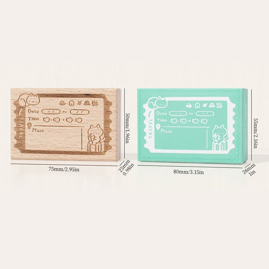 Cat Planner Wooden Rubber Stamp