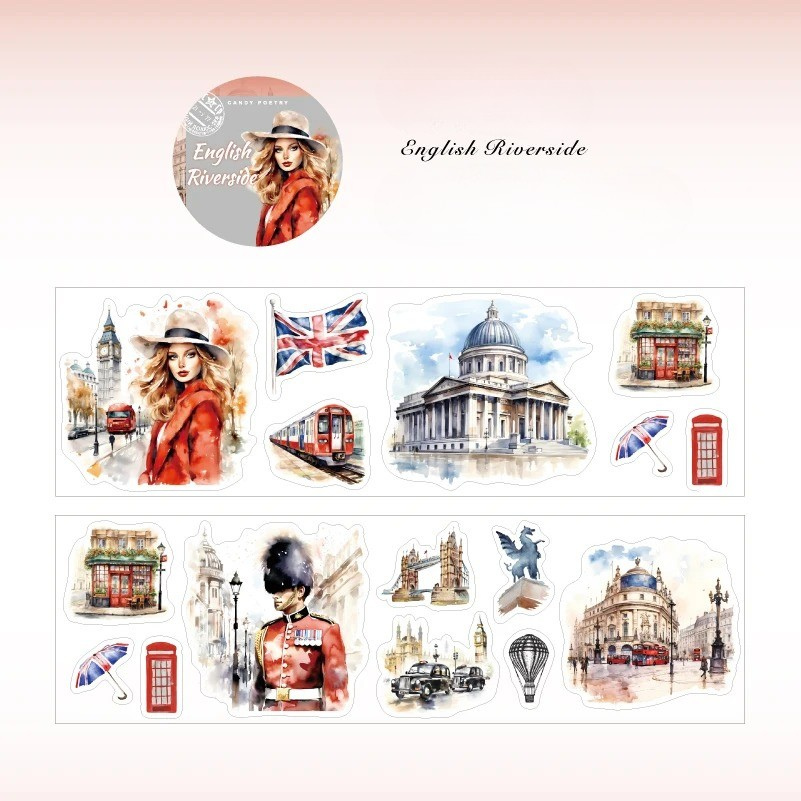 Wanderlust Whimsy – Travel Landmark PET Sticker Roll