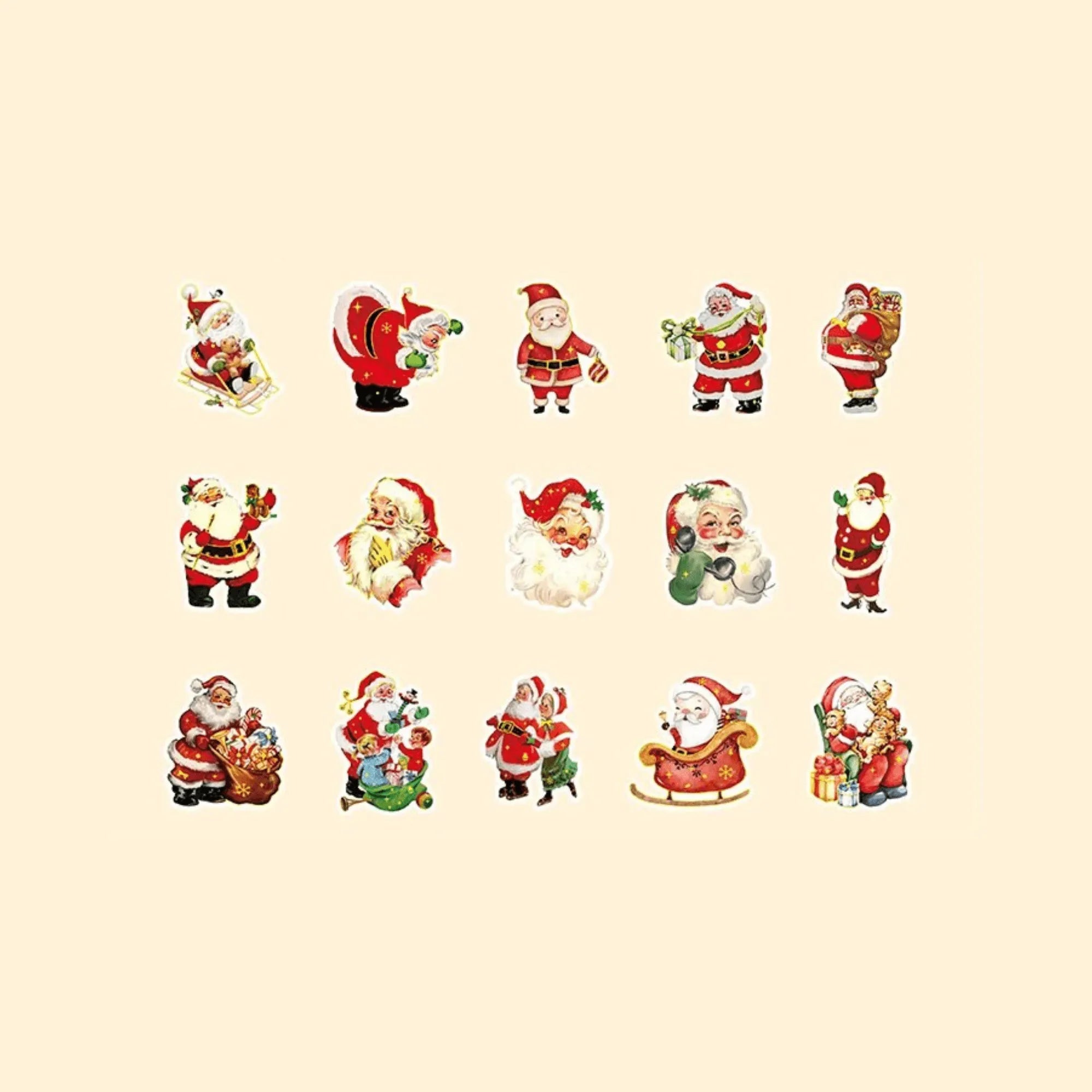 30 Pcs Christmas Glossy Adhesive Paper Stickers Pack for Journaling & Scrapbooking - PaperWrld