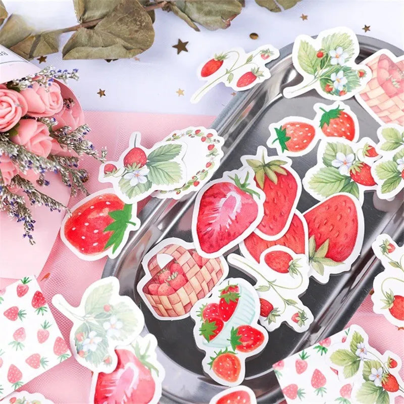 Strawberry-Themed Sticker Set