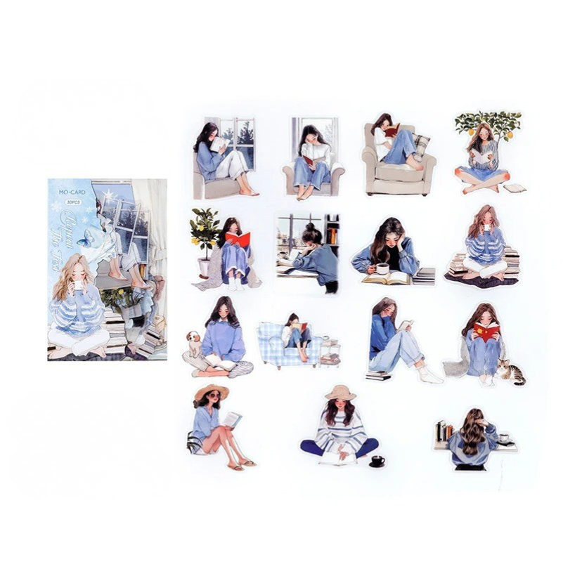 Elegant Reading PET Sticker Pack