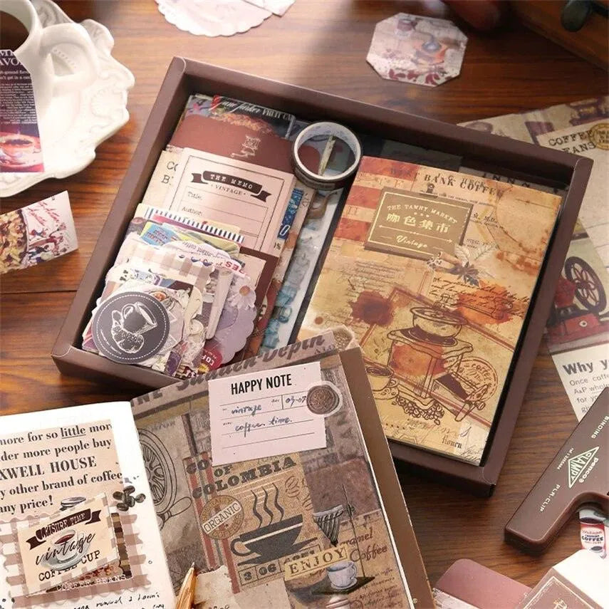 Rose or Coffee-themed Scrapbooking Box Set 123 Pcs for Journaling & Scrapbooking - PaperWrld