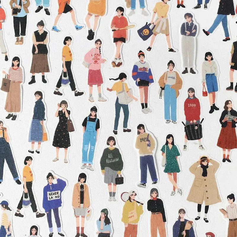 Street Style Girls Sticker Set - 40 Fashionable Pieces for Journaling & Scrapbooking - PaperWrld