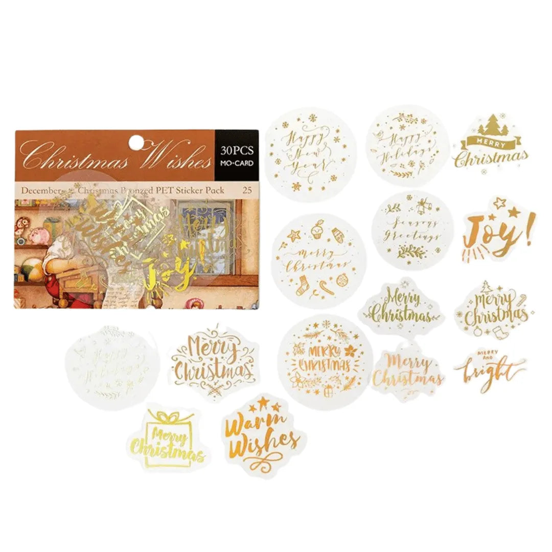 30 Pcs PET Christmas Stickers for Journaling & Scrapbooking - PaperWrld