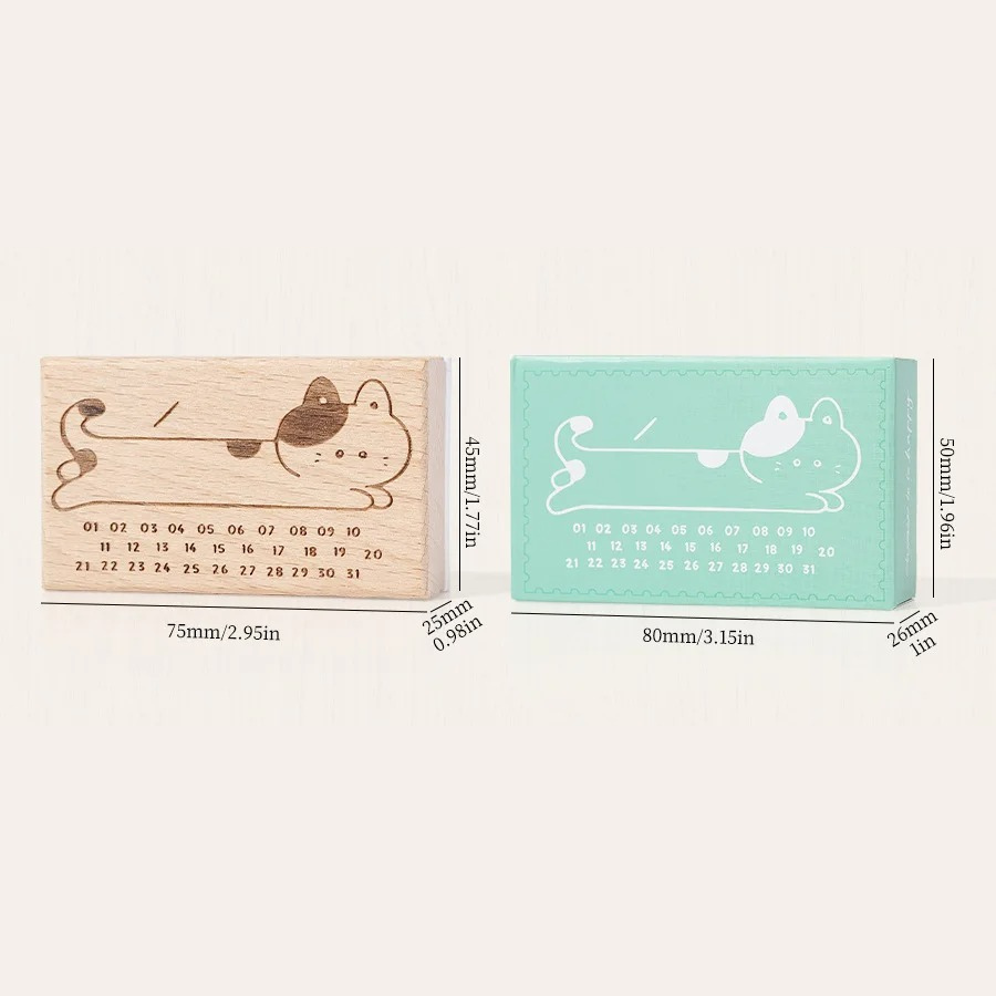 Cat Planner Wooden Rubber Stamp