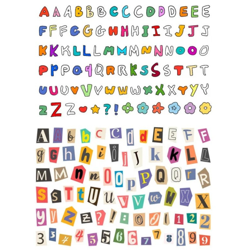 Alphabet & Numbers Collage Sticker Pack