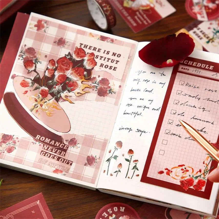 Rose or Coffee-themed Scrapbooking Box Set 123 Pcs for Journaling & Scrapbooking - PaperWrld