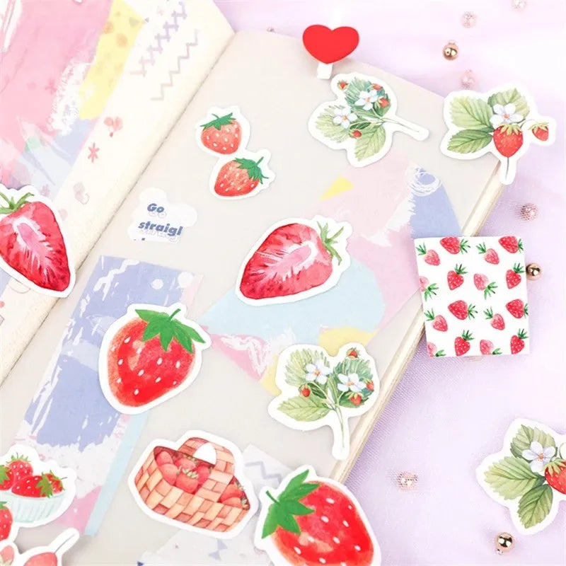 Strawberry-Themed Sticker Set