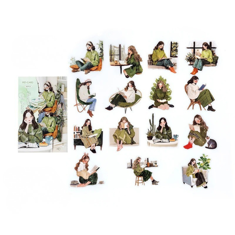 Elegant Reading PET Sticker Pack