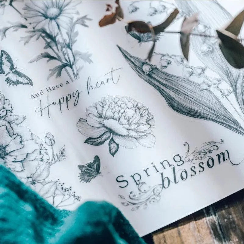 Blooming Floral Rub-On Stickers