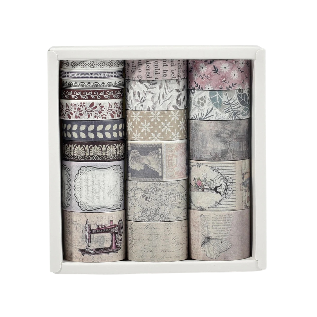 Vintage Washi Tape Library – 20 Rolls Set