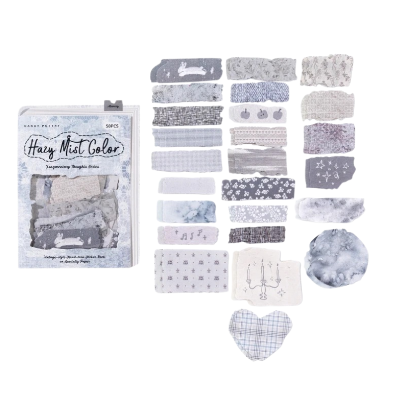 Candy Poetry Fragmented Fabric Scrapbooking Stickers