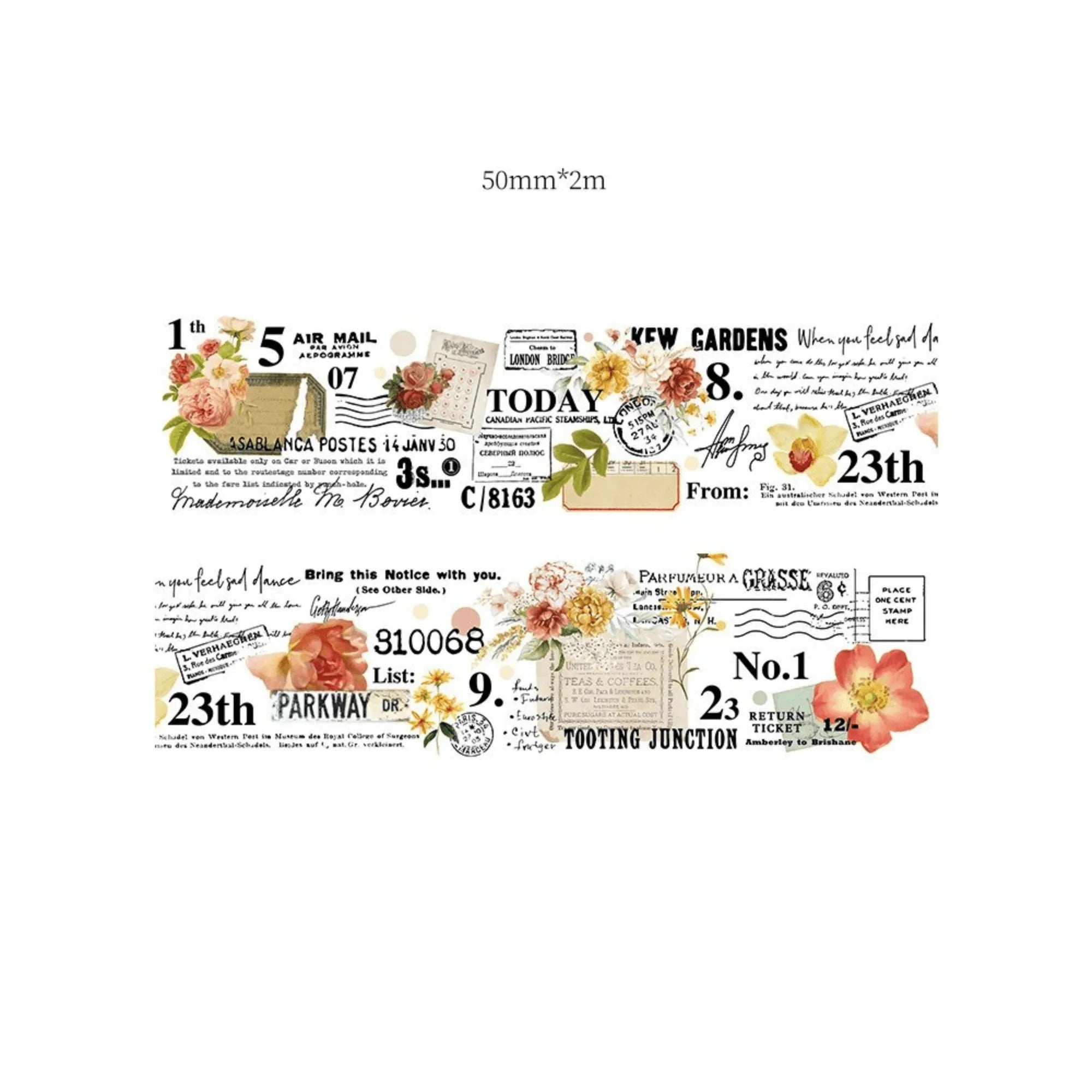 Handwritten Letter and Flower Adhesive Washi Tape for Journaling & Scrapbooking - PaperWrld