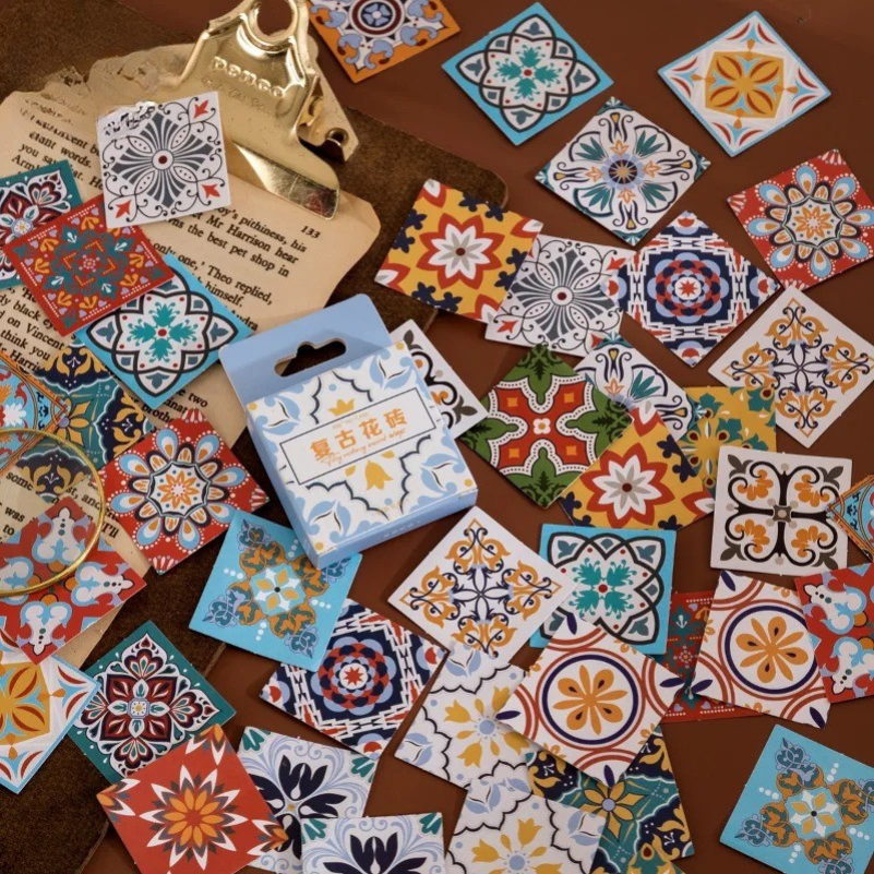 Mediterranean Tile – Vintage Ceramic Pattern Sticker Set