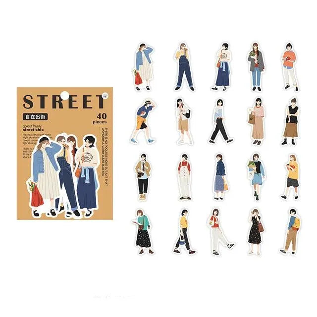 Street Style Girls Sticker Set - 40 Fashionable Pieces for Journaling & Scrapbooking - PaperWrld