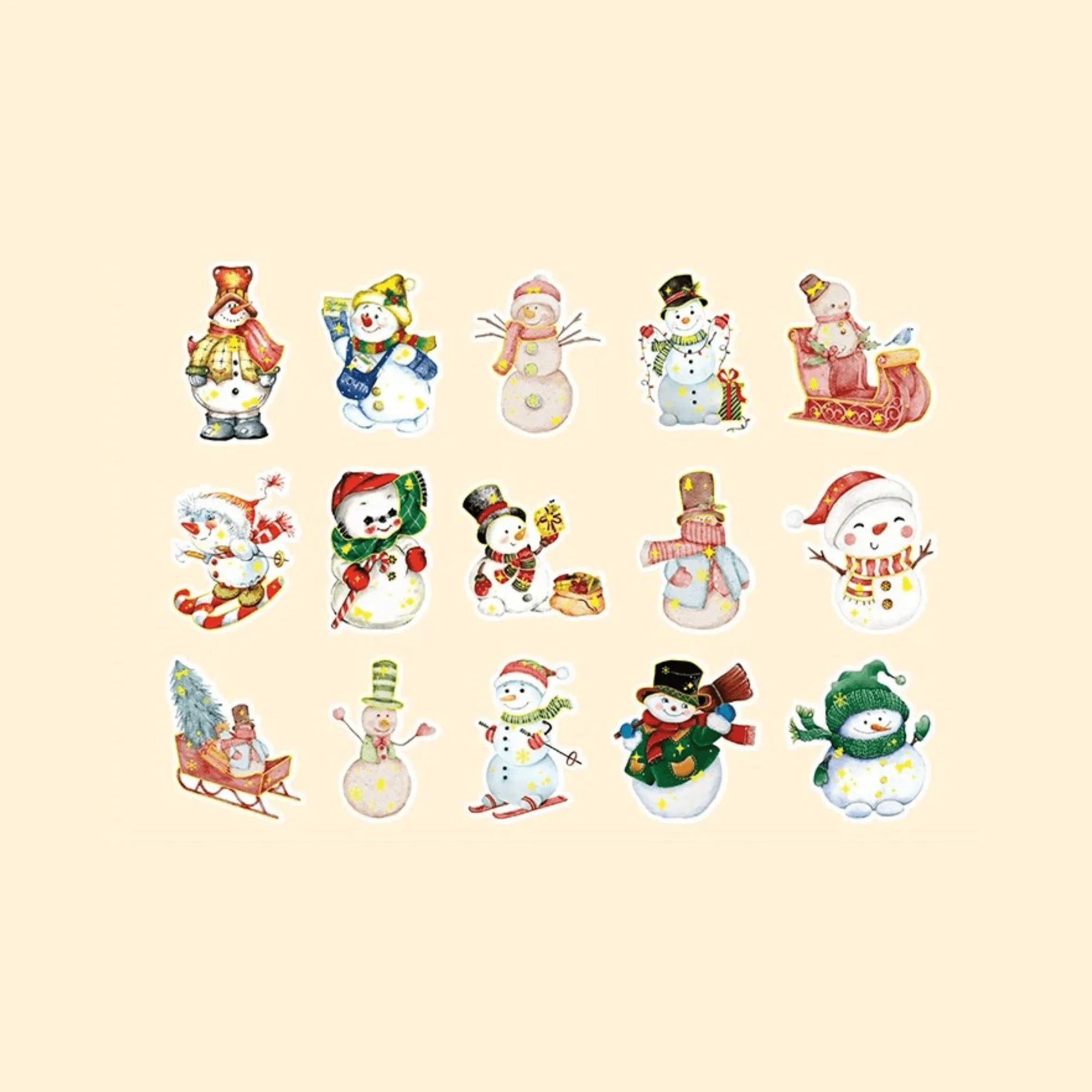 30 Pcs Christmas Glossy Adhesive Paper Stickers Pack for Journaling & Scrapbooking - PaperWrld