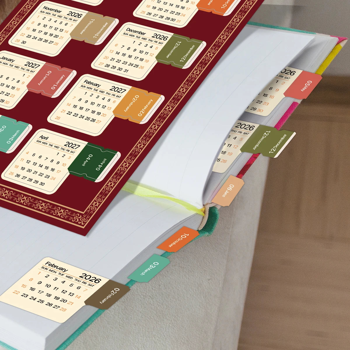 Vintage Monthly Calendar Stickers 2026–2027