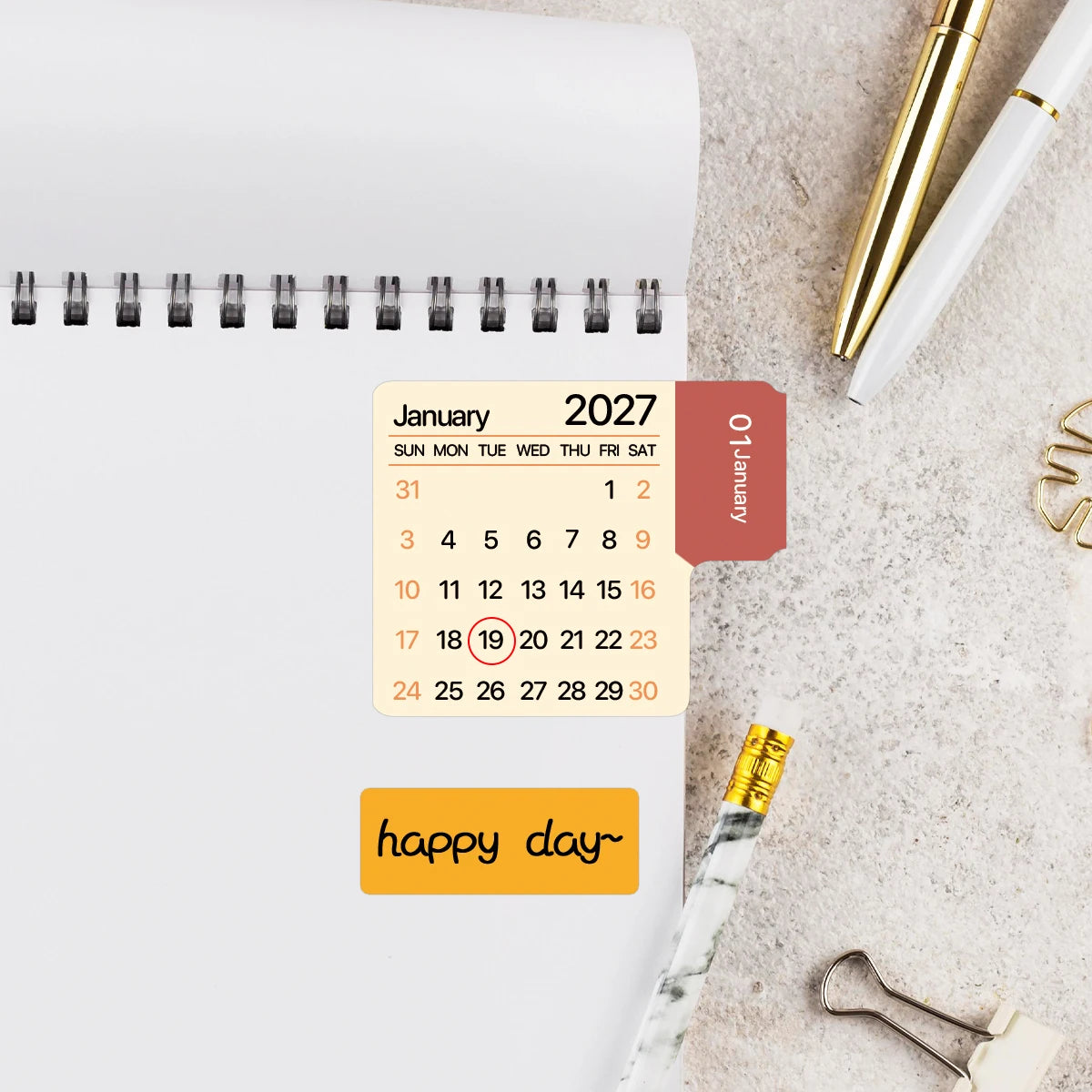 Vintage Monthly Calendar Stickers 2026–2027