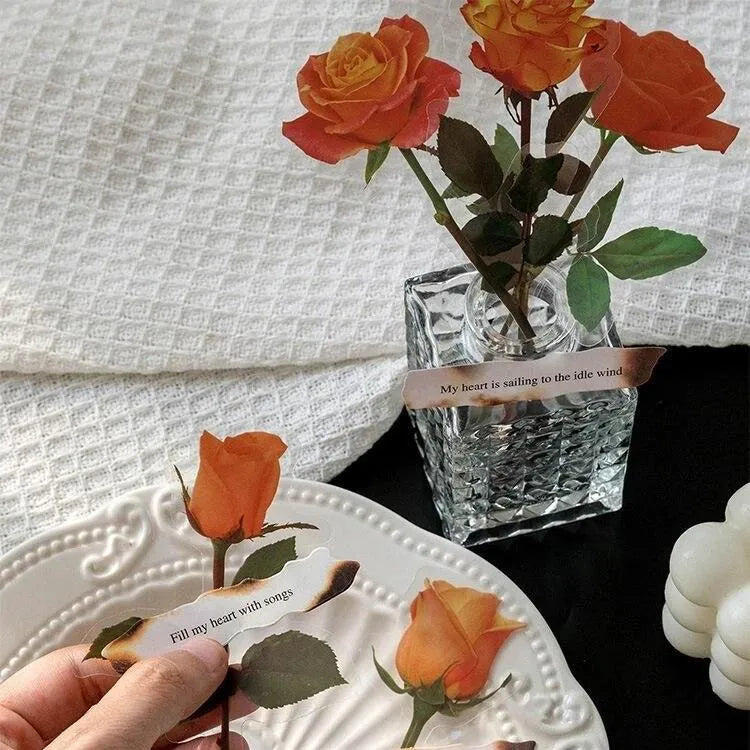 Flowers And Poetry PET And White Kraft Paper Stickers for Journaling & Scrapbooking - PaperWrld