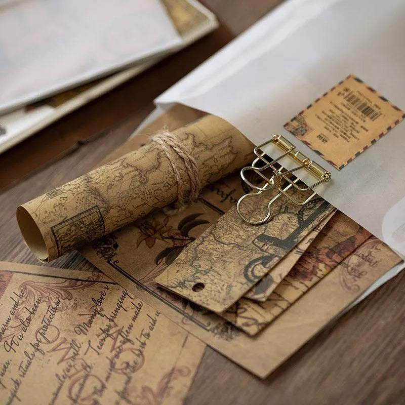 10 Pcs Vintage Series Kraft Paper for Journaling & Scrapbooking - PaperWrld