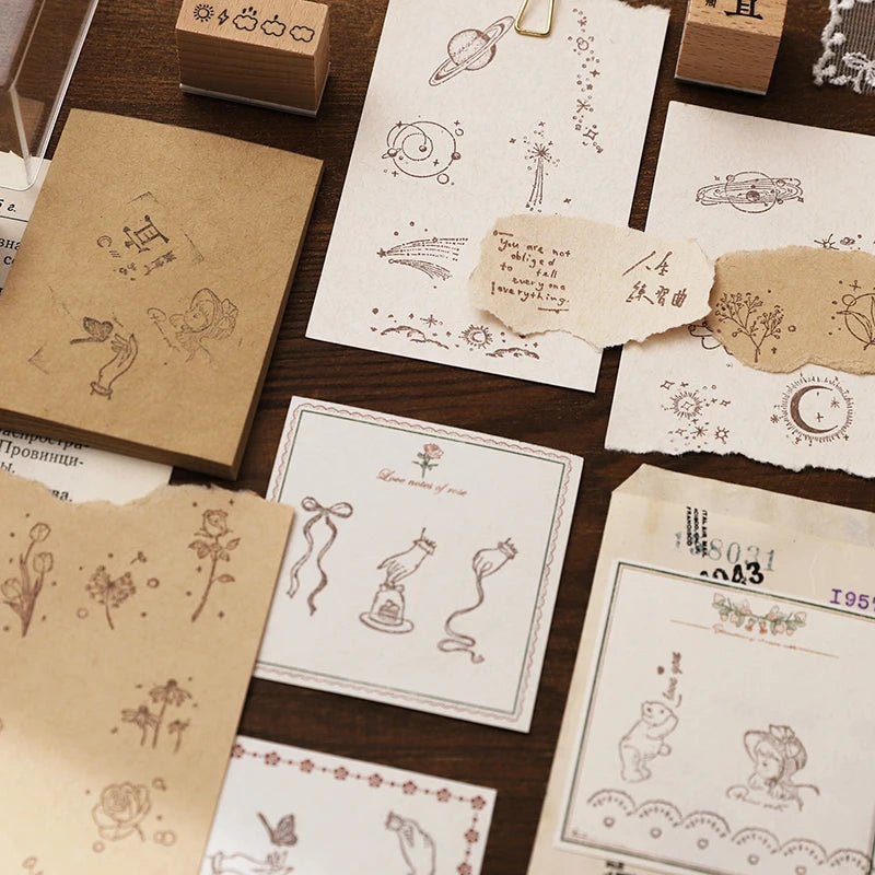 Vintage Story Wooden Rubber Stamp Set