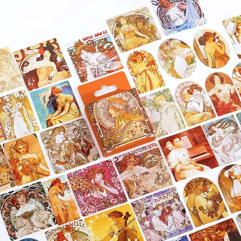 45 Pcs Famous Paintings Series Mini Box Stickers for Journaling & Scrapbooking - PaperWrld