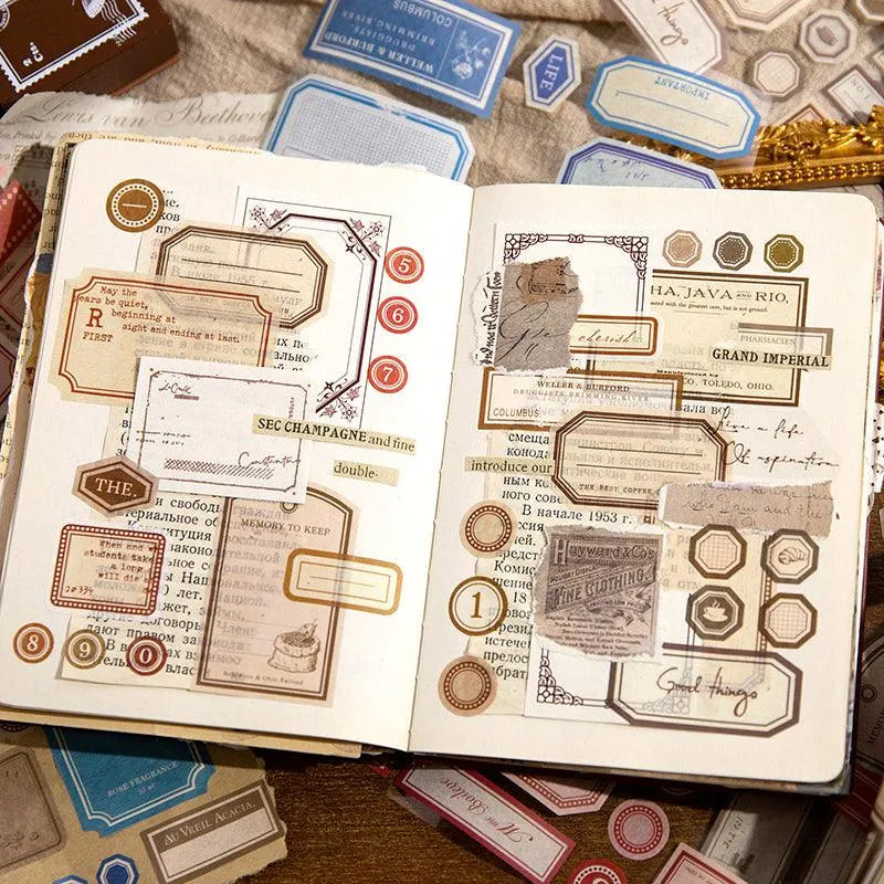 Vintage Paper Stickers Roll for Journaling & Scrapbooking - PaperWrld