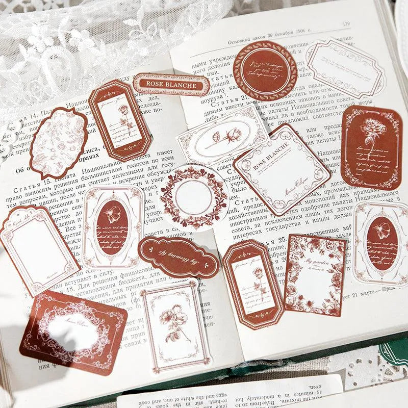 Vintage Floral Sticker Labels 45pcs Journal Decoration for Journaling & Scrapbooking - PaperWrld