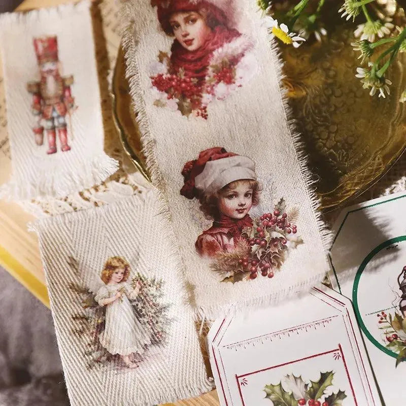 Vintage Weihnachtsengel & Weihnachtsmann Rub-On Transfer Sticker