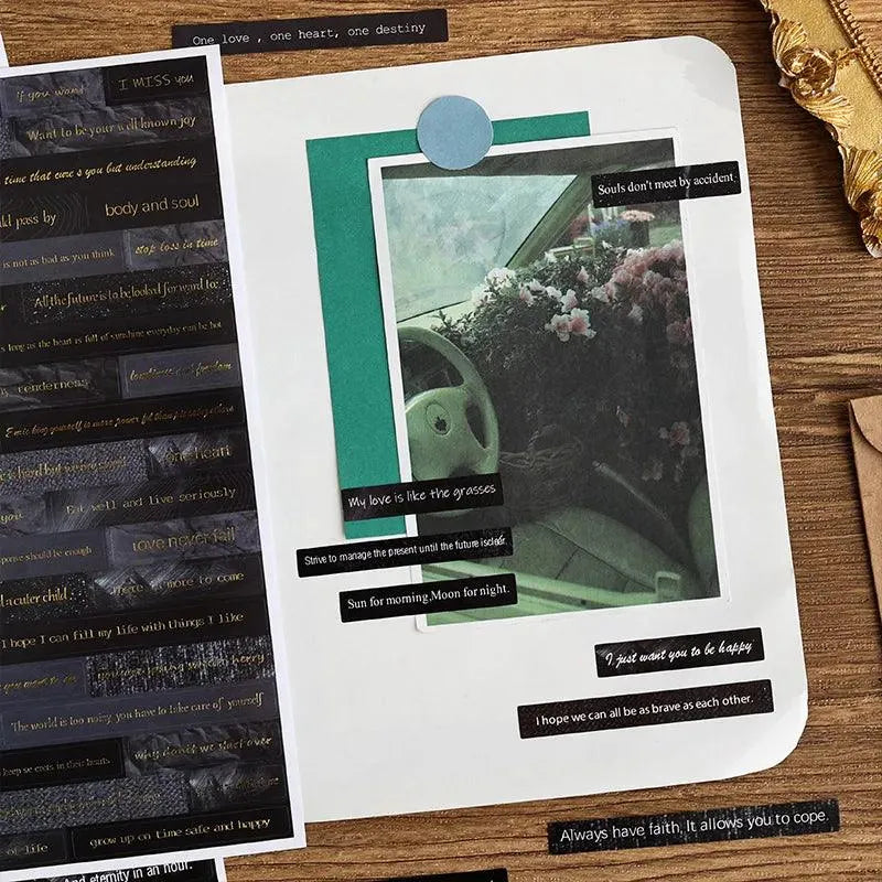 Inspirational Quotes Adhesive Paper Set - 4 Sheets for Journaling & Scrapbooking - PaperWrld