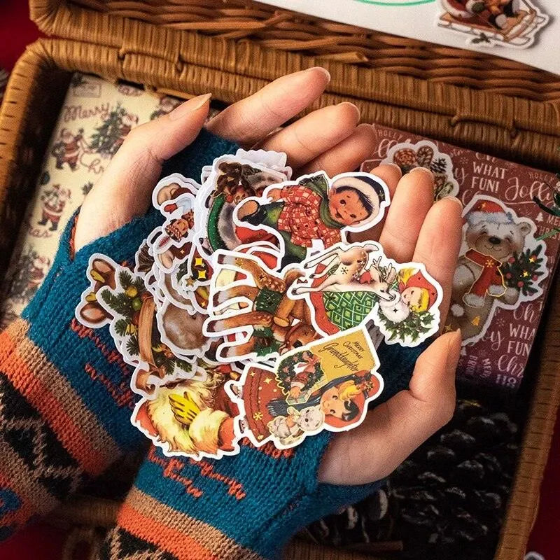30 Pcs Christmas Glossy Adhesive Paper Stickers Pack for Journaling & Scrapbooking - PaperWrld