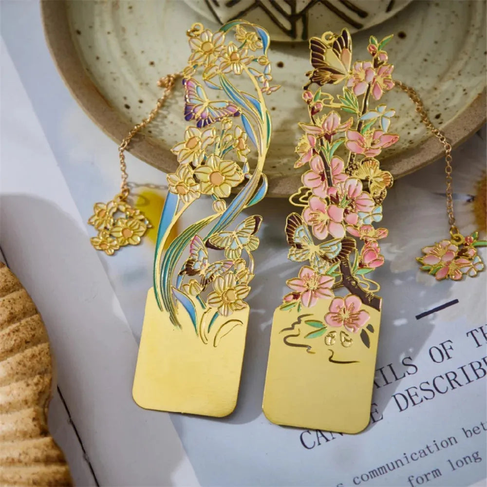Golden Bloom Metal Bookmark