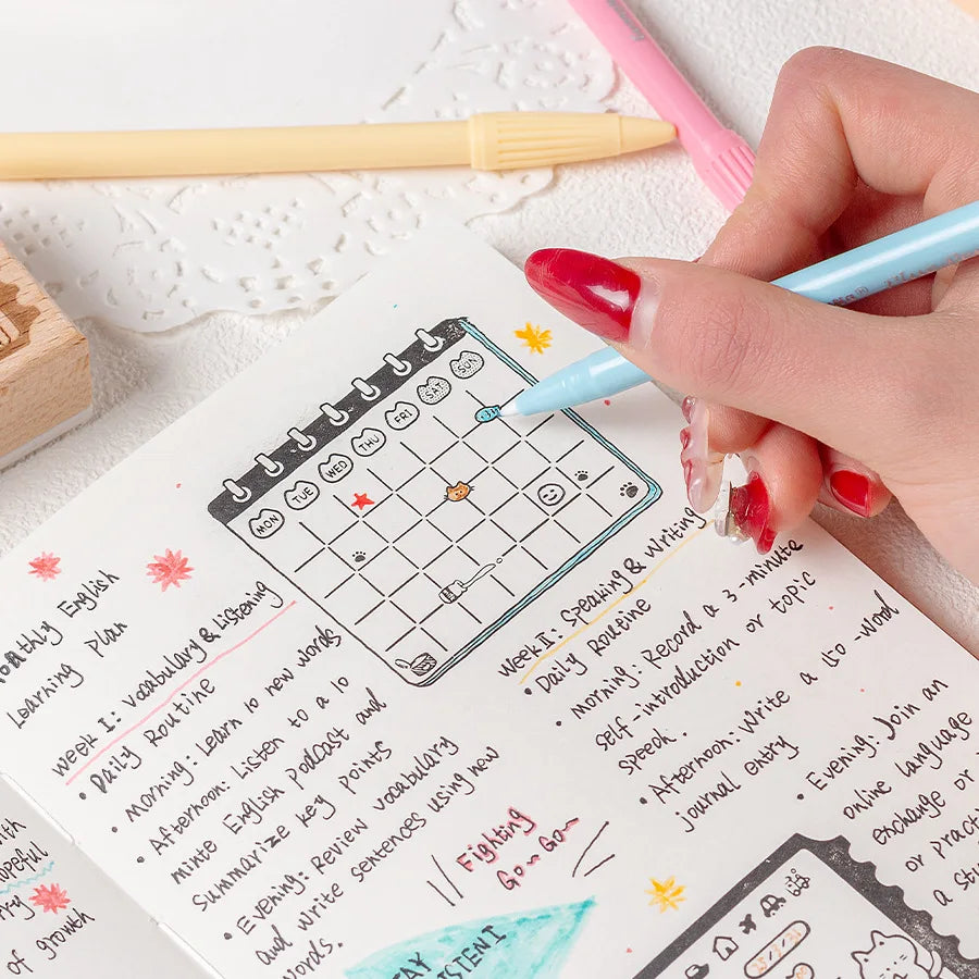 Cat Planner Wooden Rubber Stamp