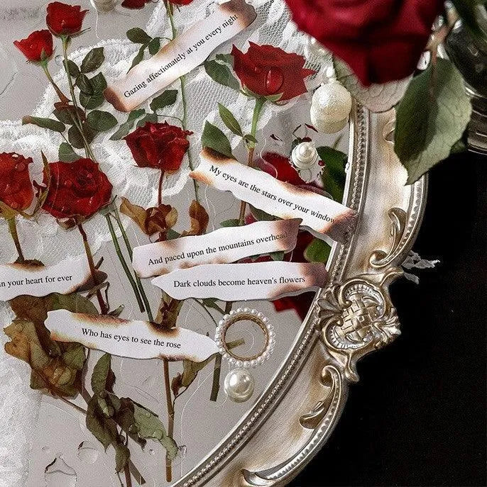 Flowers And Poetry PET And White Kraft Paper Stickers for Journaling & Scrapbooking - PaperWrld