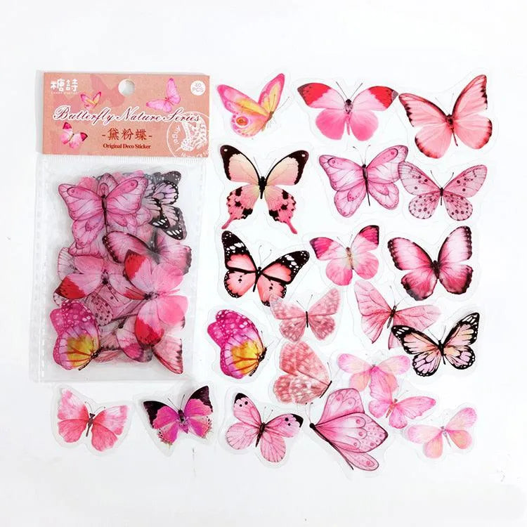 40 Pcs PET Butterfly Stickers for Journaling & Scrapbooking - PaperWrld