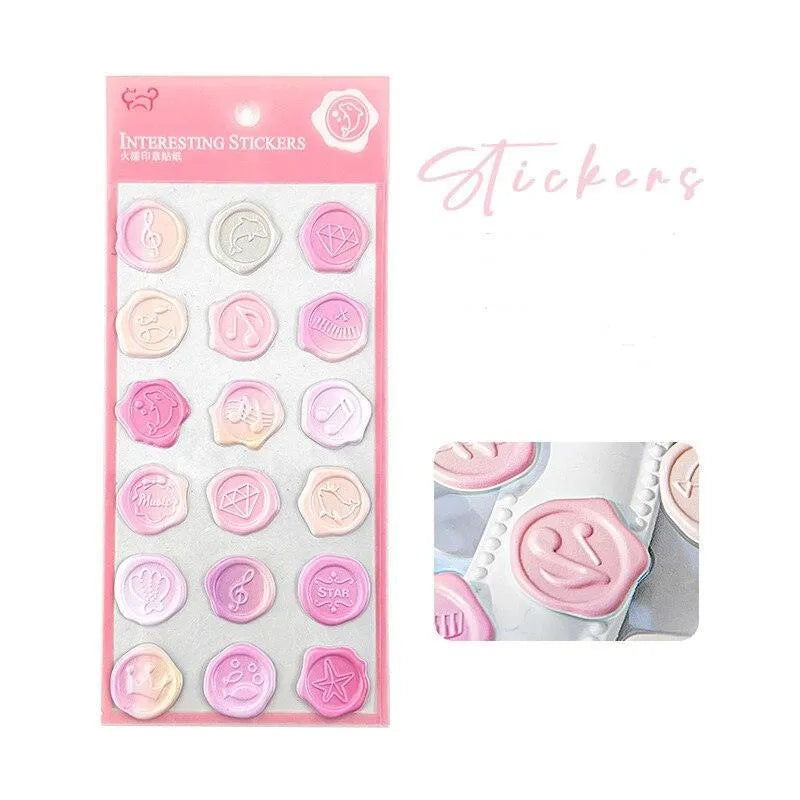 18 Pcs/Pack Adhesive Wax Seals - Vibrant Decorative Stickers for Journaling & Scrapbooking - PaperWrld