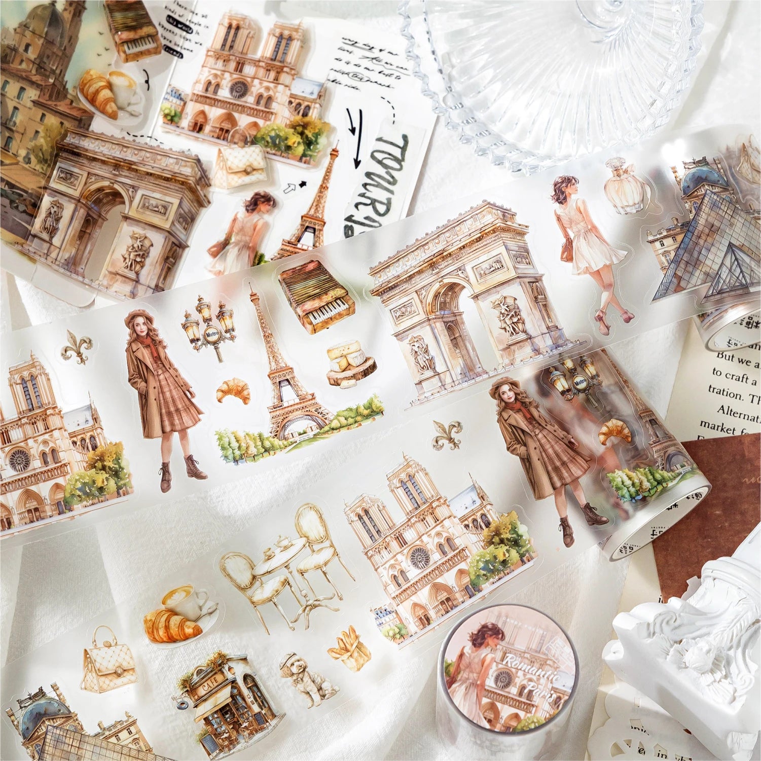 Wanderlust Whimsy – Travel Landmark PET Sticker Roll