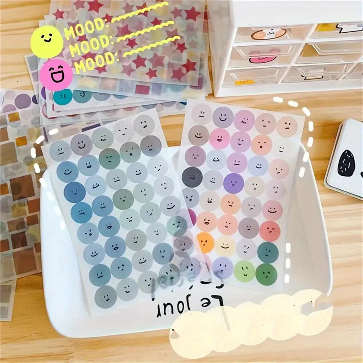 6 Sheets Transparent Emoji Sticker Set
