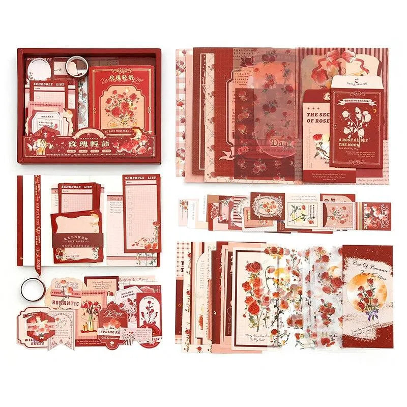 Rose or Coffee-themed Scrapbooking Box Set 123 Pcs for Journaling & Scrapbooking - PaperWrld