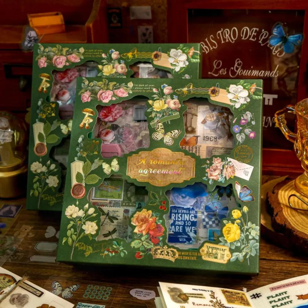 Vintage Garden 100-Piece PET Sticker Set for Journaling & Scrapbooking - PaperWrld